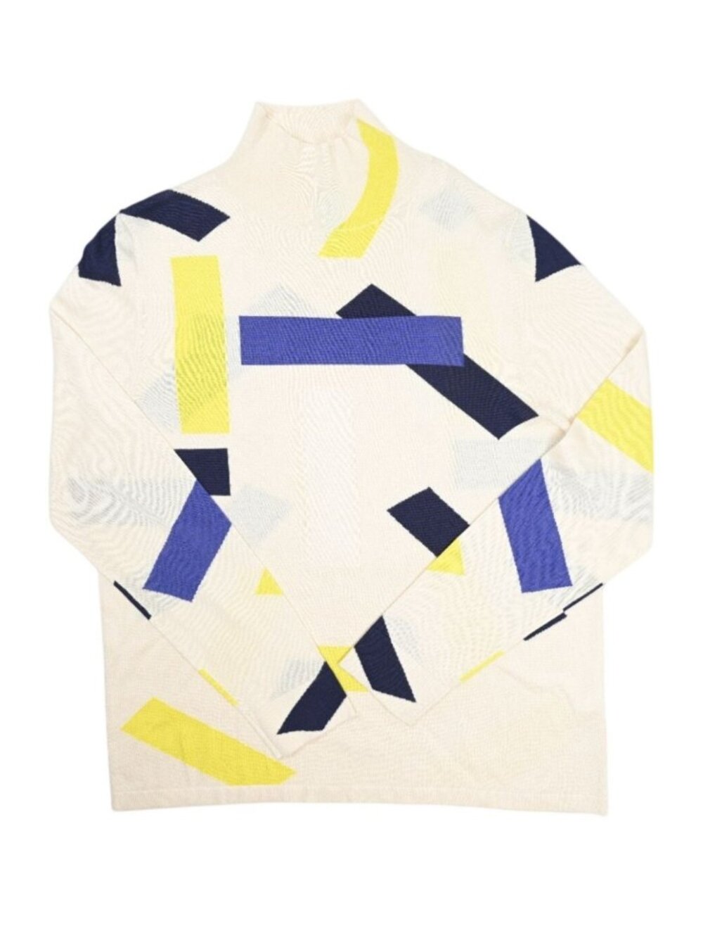 Adrian Cashmere Silk Blend Block Print Top in Ivory